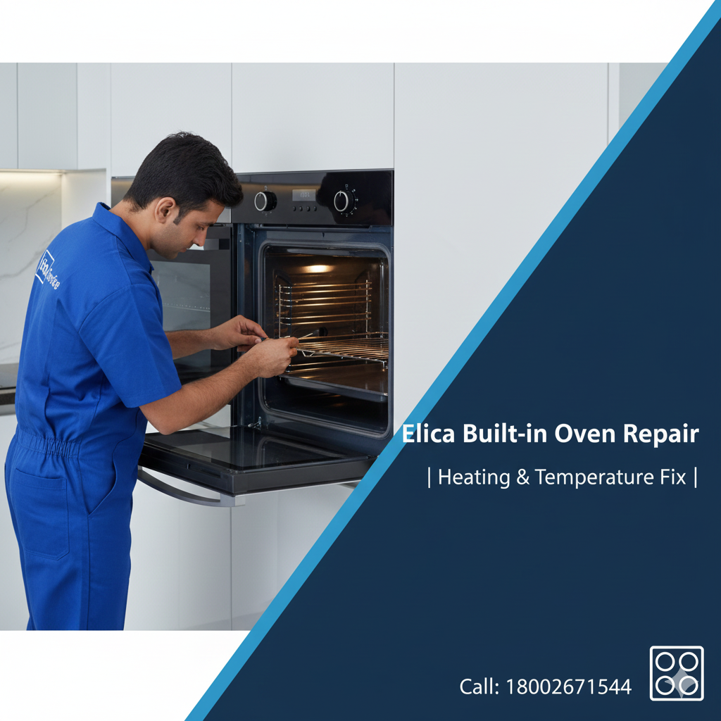 Elica built-in oven service technician repairing heating element.