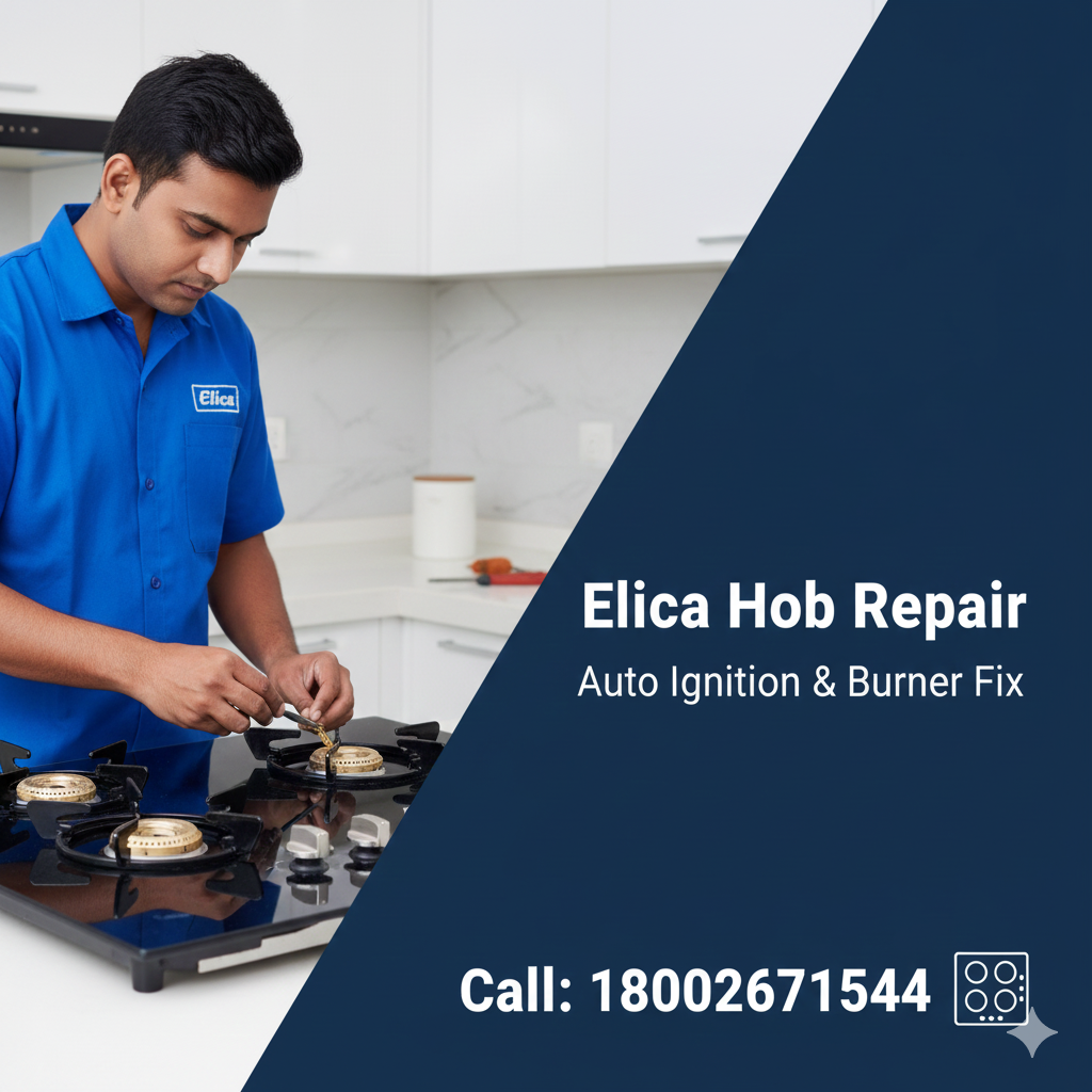 Elica gas stove service technician repairing burner and gas leakage.