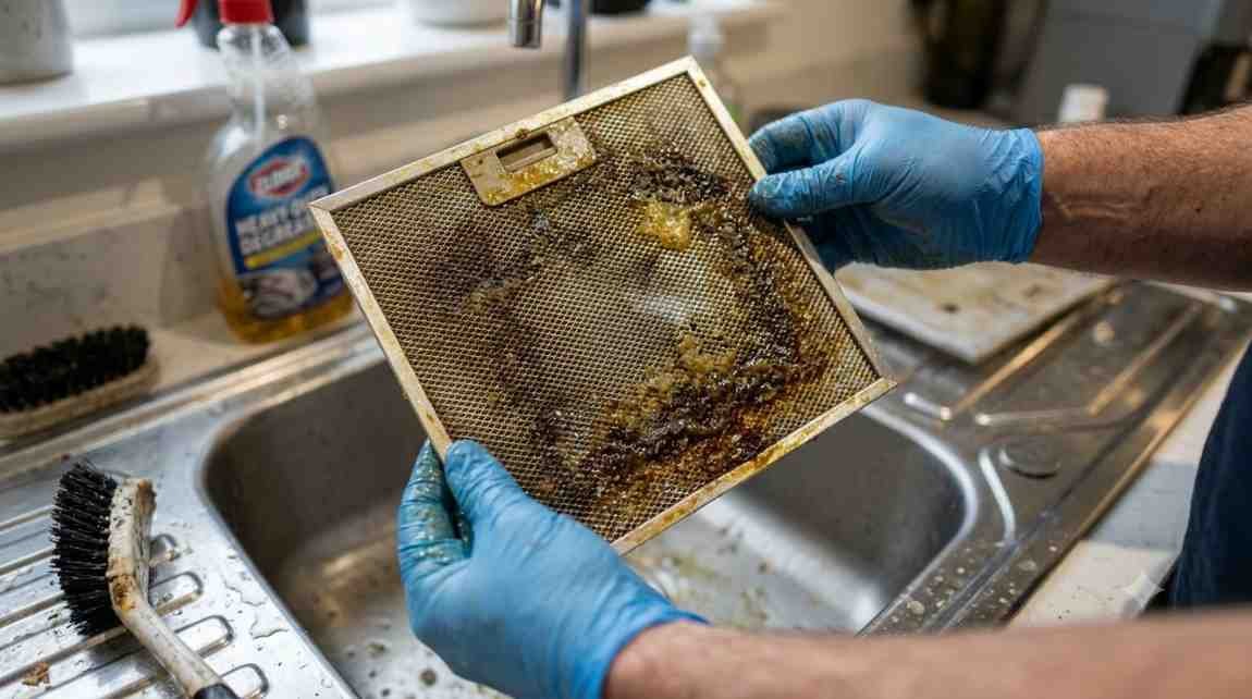 Clogged grease filter causing Elica chimney suction failure