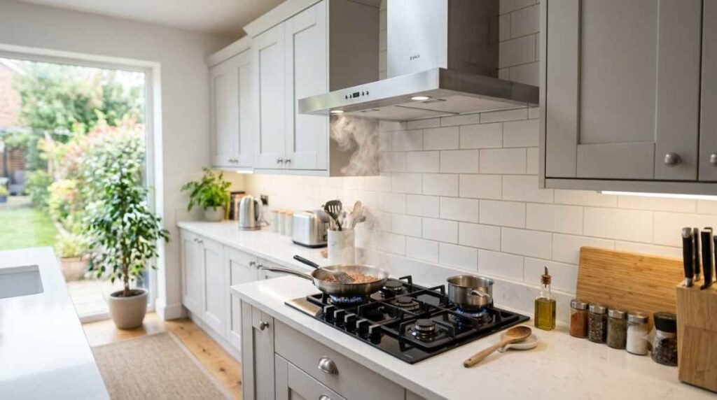Elica kitchen chimney not suctioning smoke properly in modern Indian kitchen