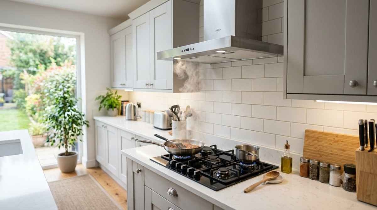 Elica kitchen chimney not suctioning smoke properly in modern Indian kitchen
