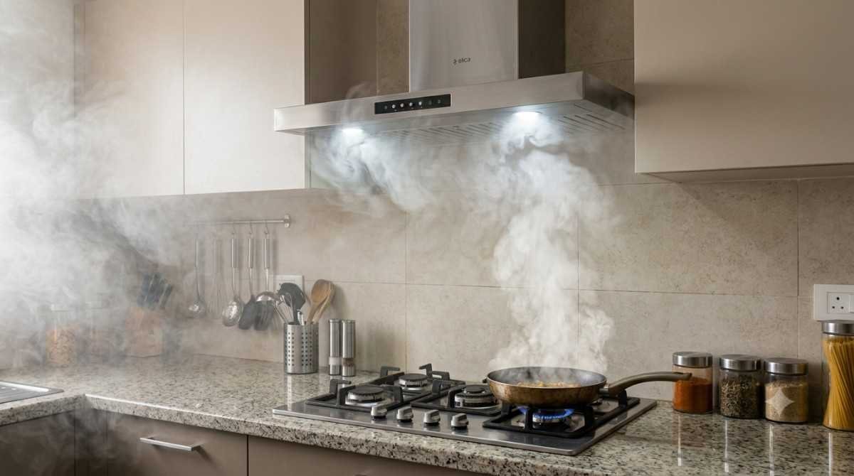 Elica chimney suction weak — smoke not getting absorbed in Indian kitchen