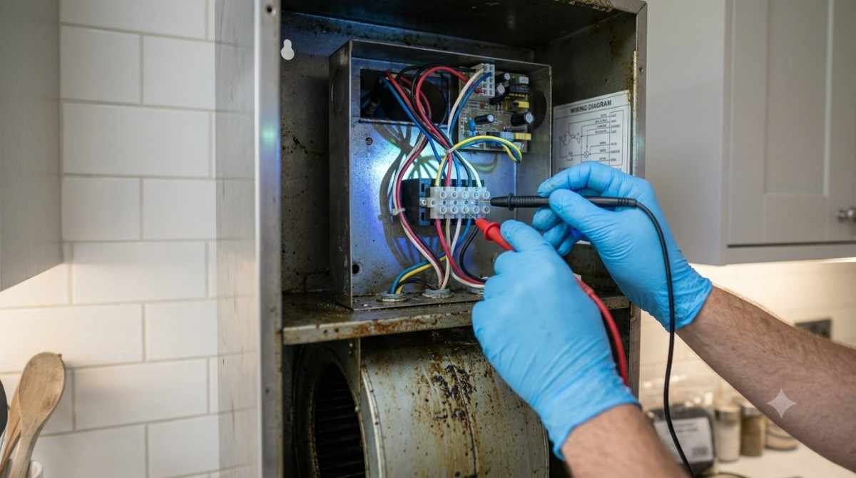 Electrical wiring fault inside Elica chimney reducing performance