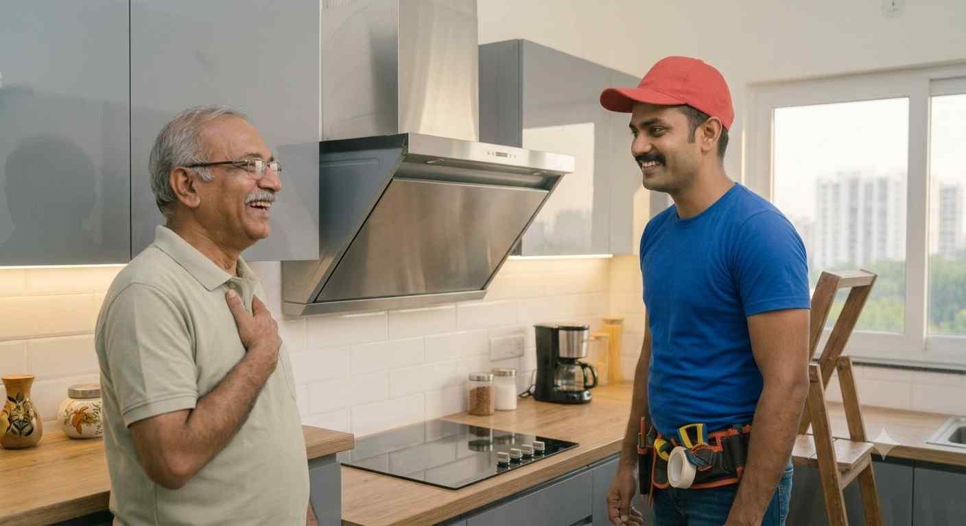 Satisfied customer after Elica chimney repair service in Bangalore