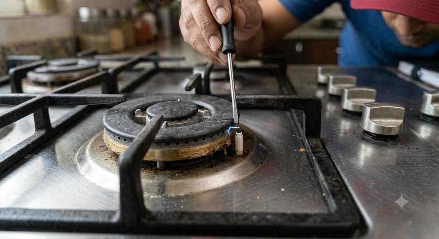 Elica hob ignition spark problem at the burner electrode