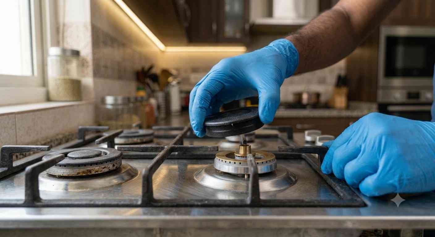 Correct burner cap alignment on an Elica gas hob