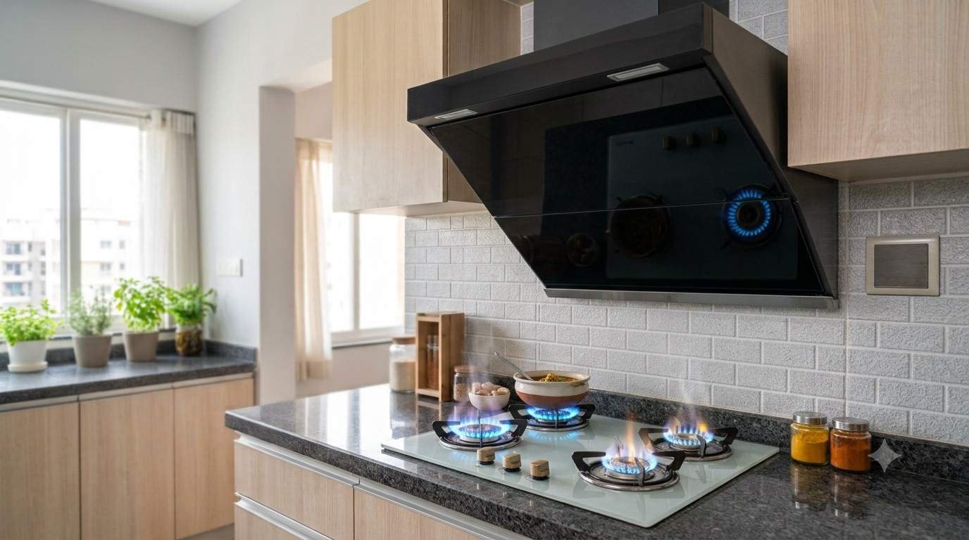 Elica hob burner burning slowly with a weak blue flame compared to other burners